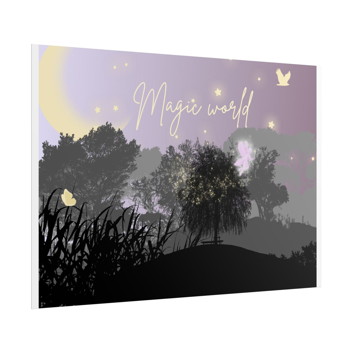 Magic World landscape poster | Fairy moonlight forest wall art
